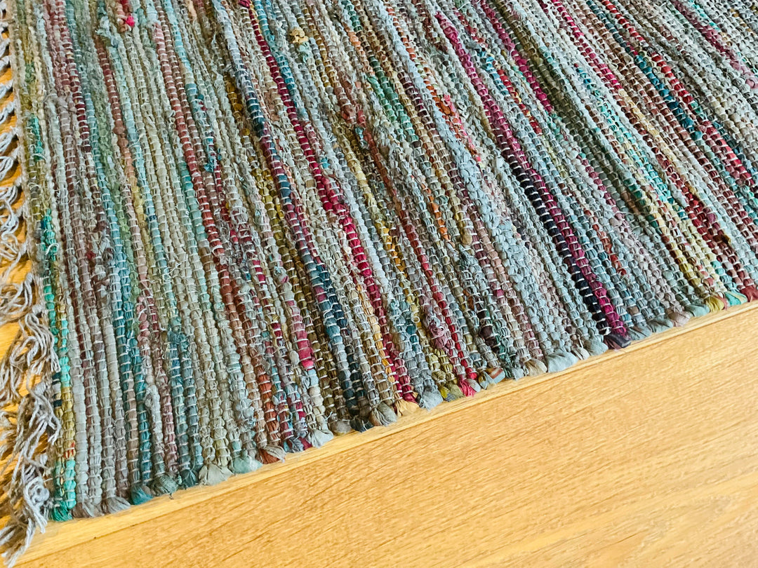 Recycled Overdyed Cotton Grey Multi Colours Rag Rug 2 Sizes Available