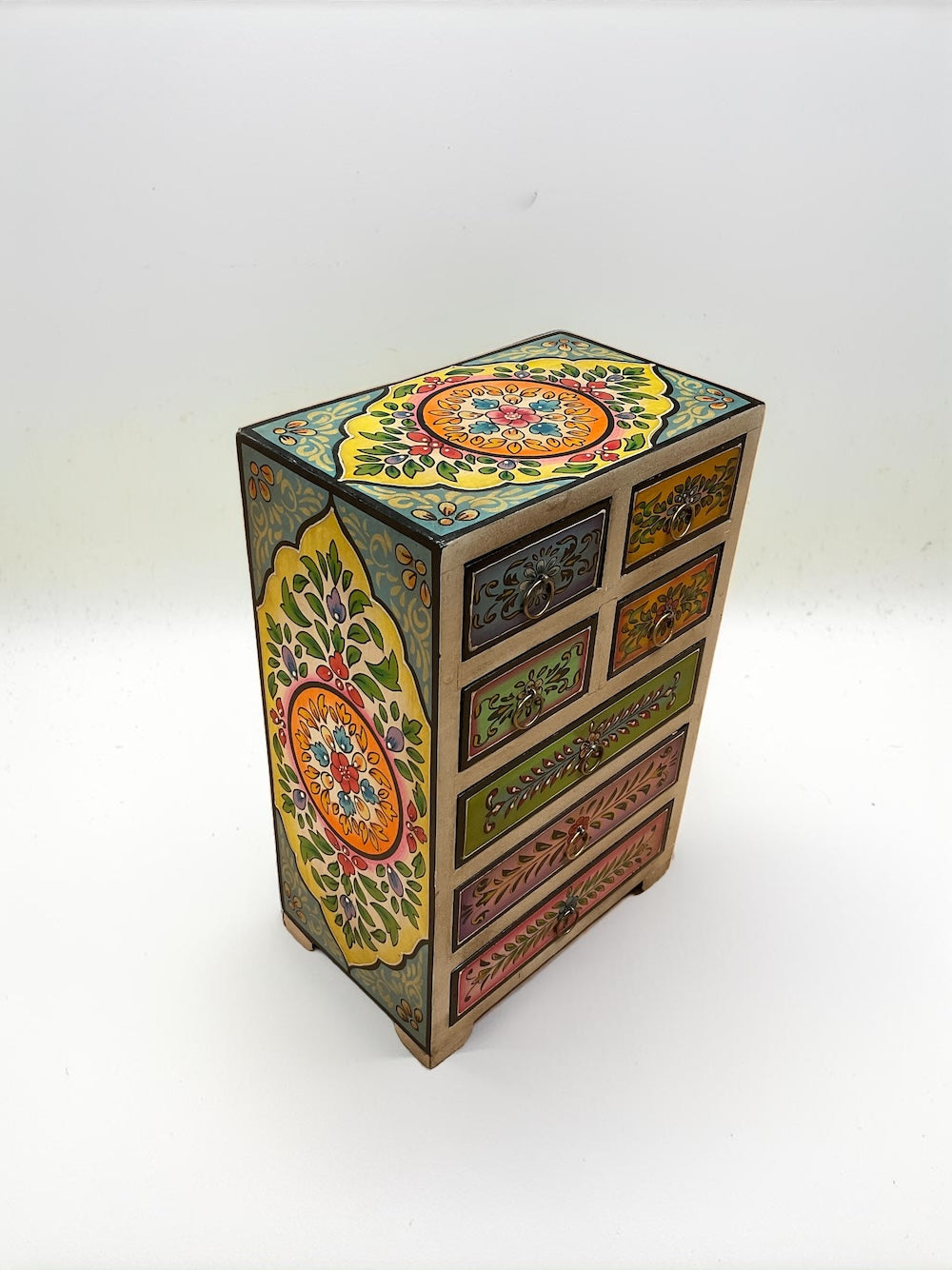 Aditya Jewellery Trinket Chest / Box Hand Painted Indian Design 7 Drawers