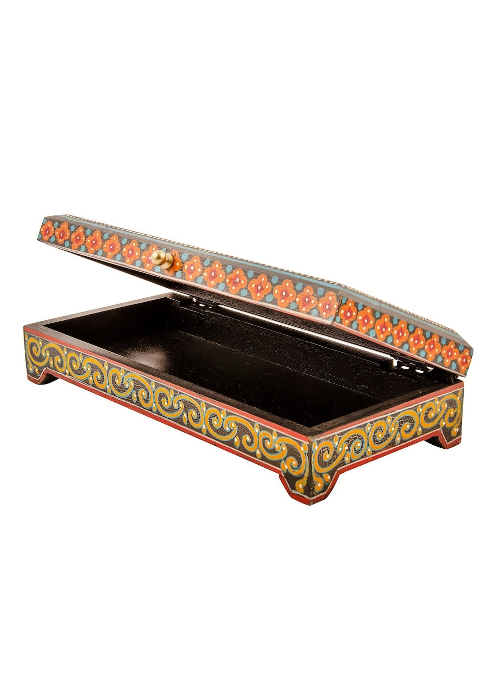 Peacock Wooden Box Indian Hand Painted Design for Jewellery or Trinkets