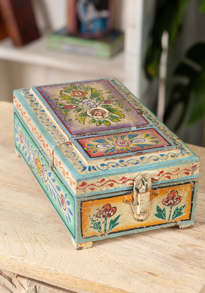 Hand Painted Indian Jewellery Vanity Box - Second Nature Online