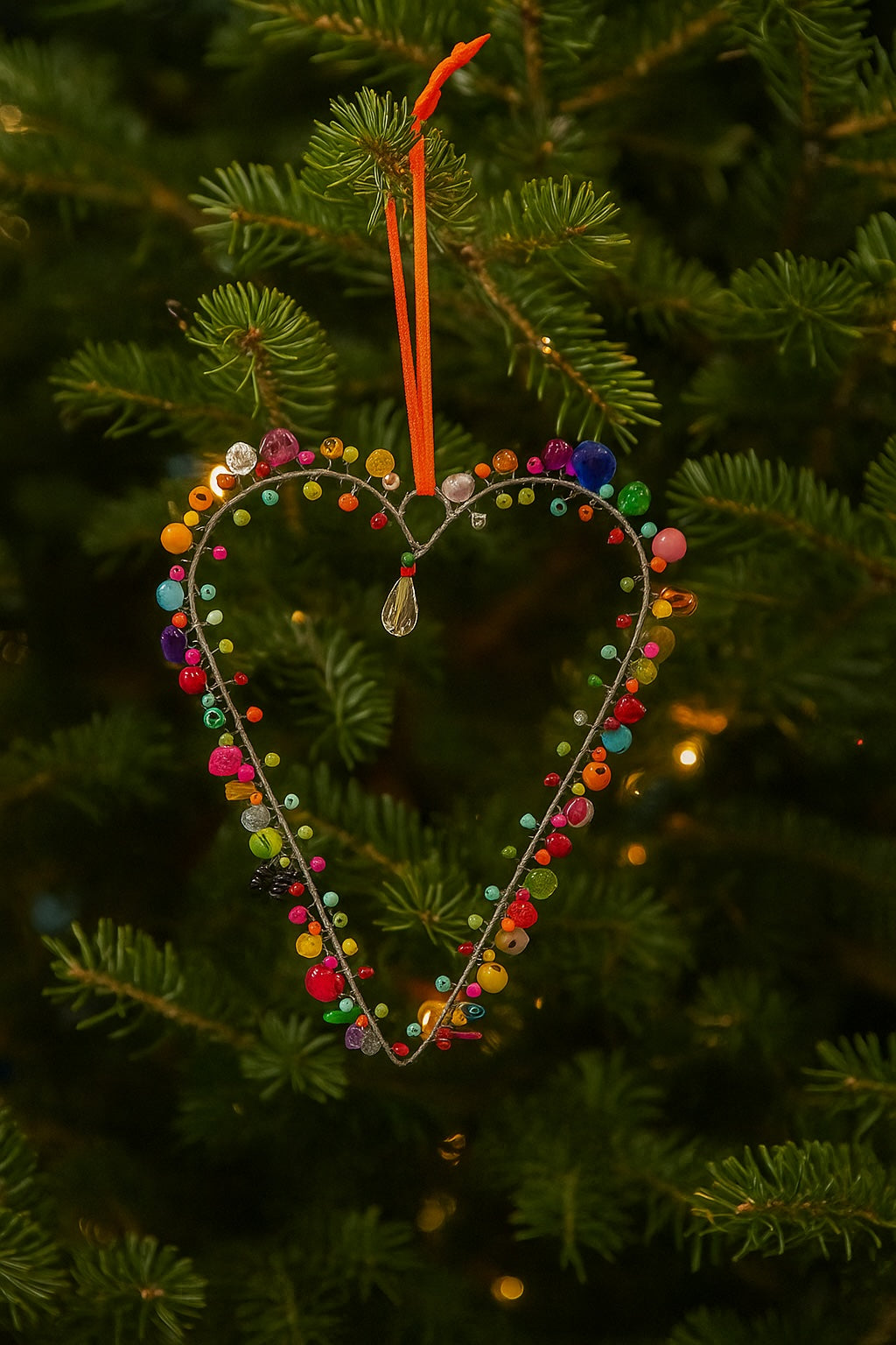 Hanging Heart On Xmas Tree