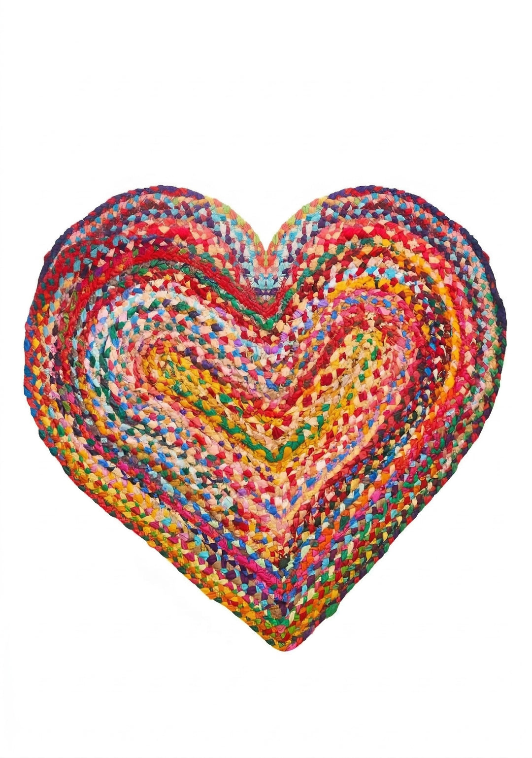 Prem Love Heart Rug in Multi Colour Recycled Fabric 60 cm x 90 cm