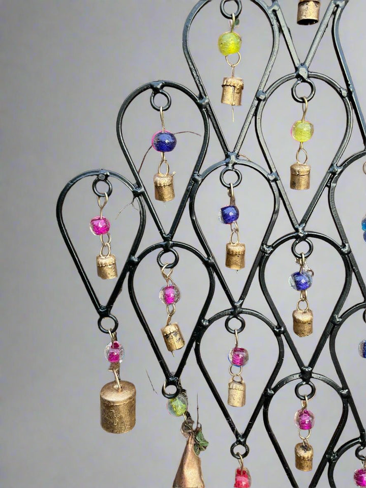 Wind Chime for Garden made from Iron Teardrops with Bells and Beads