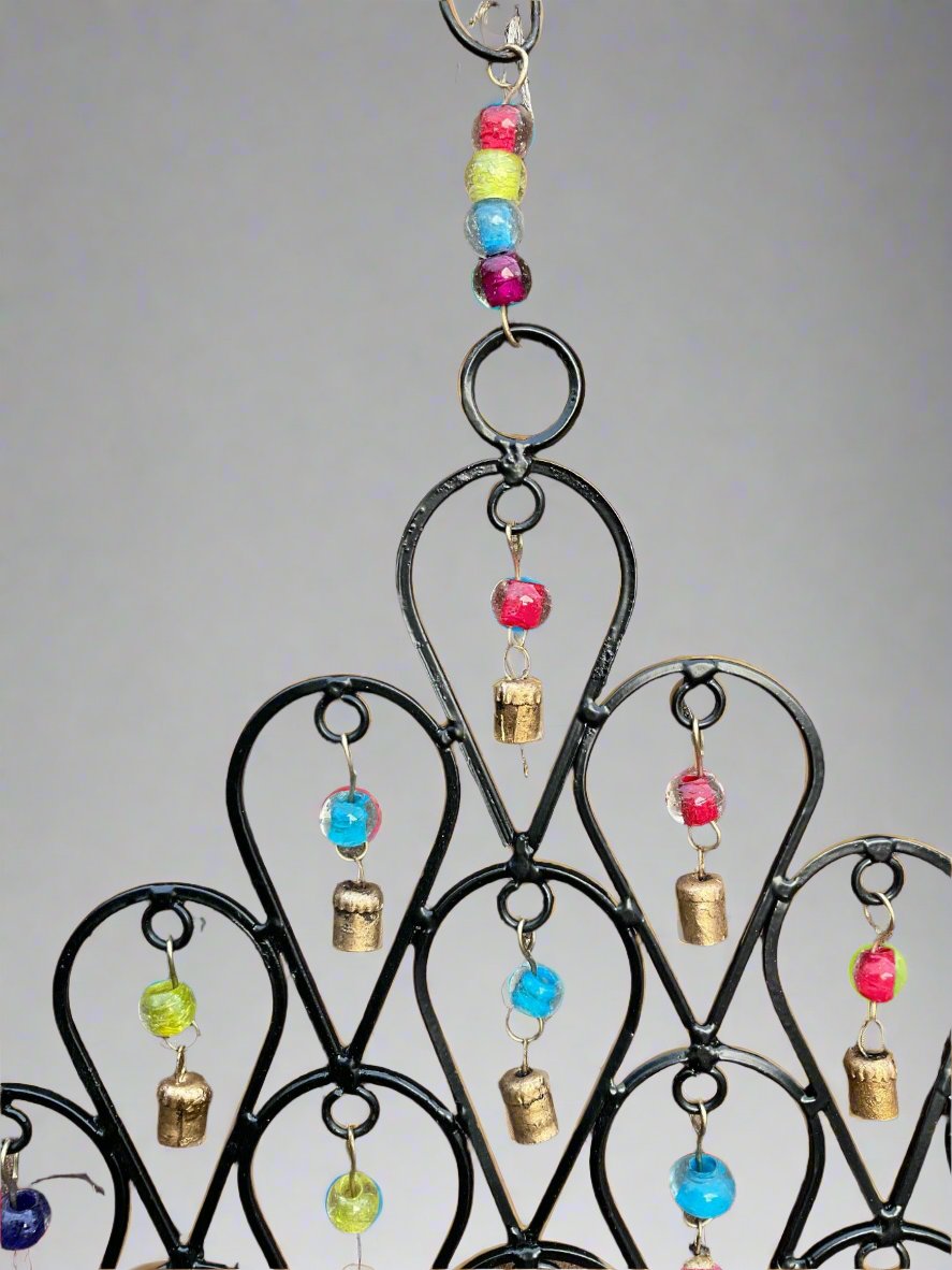 Wind Chime for Garden made from Iron Teardrops with Bells and Beads