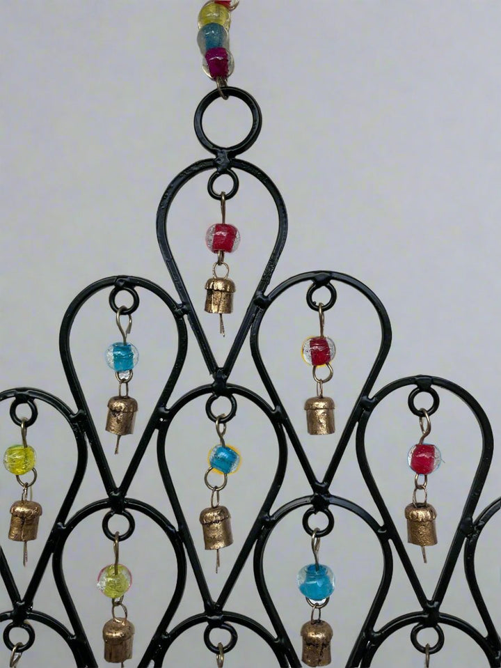 Wind Chime for Garden made from Iron Teardrops with Bells and Beads