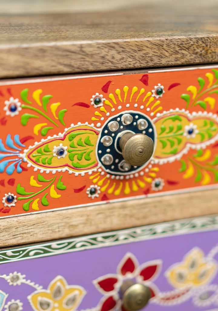 Daraaz Drawers Indian Mango Wood with 9 Drawers and Multi Colours