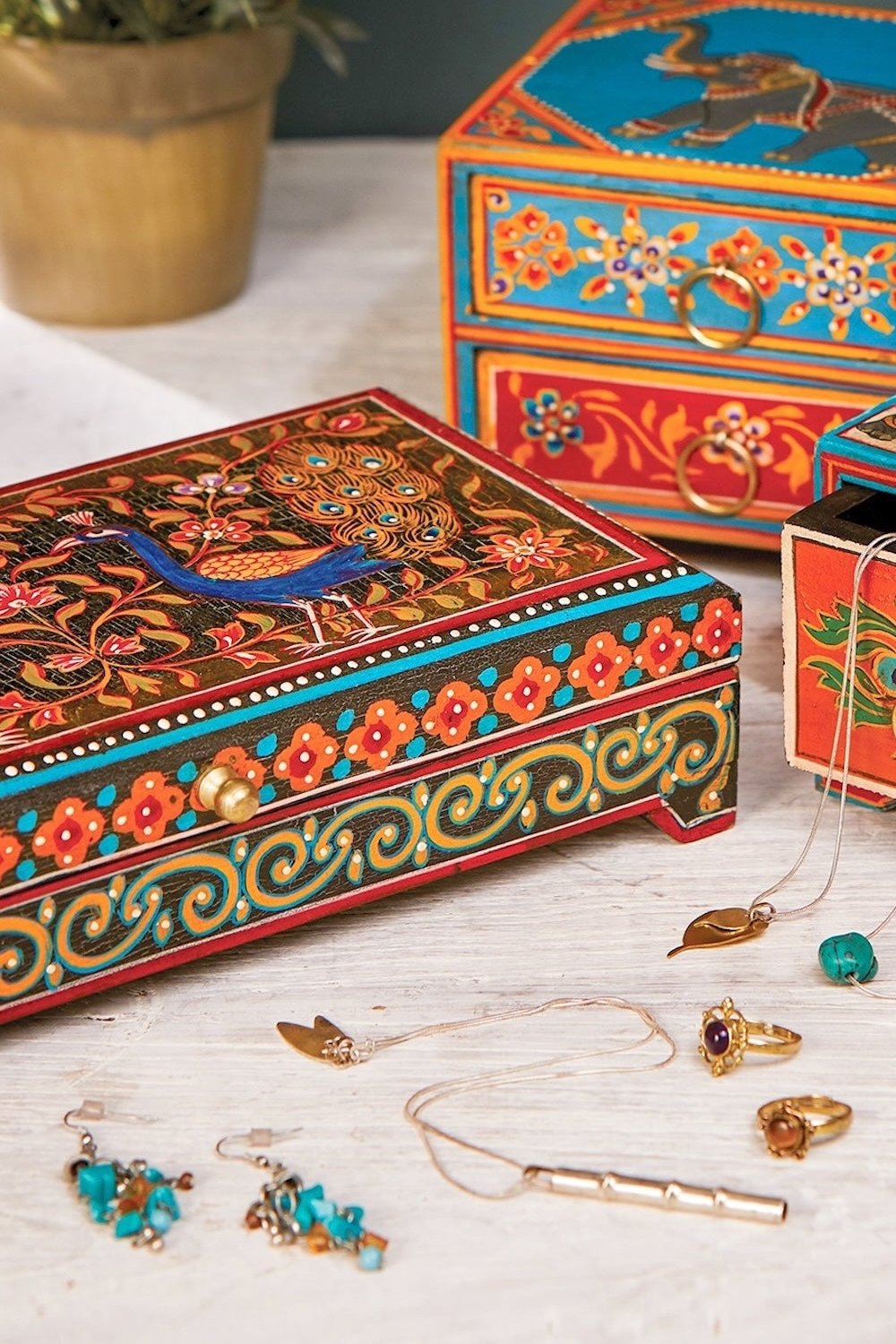 Peacock Hand Painted Jewellery Box Second Nature Online