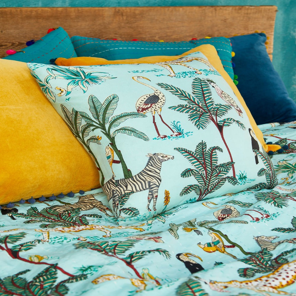 Jungle Cotton Print Cushion Covers 45 X 45 cm Available In Four Colours