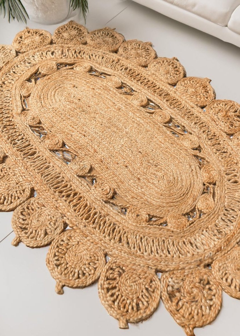 Natural Jute Open Weave Oval Rug