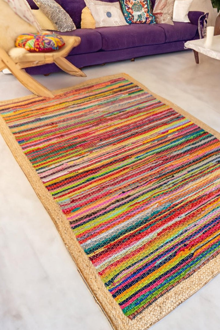 Jute Rainbow Chindi Rectangular Rug Second Nature Online