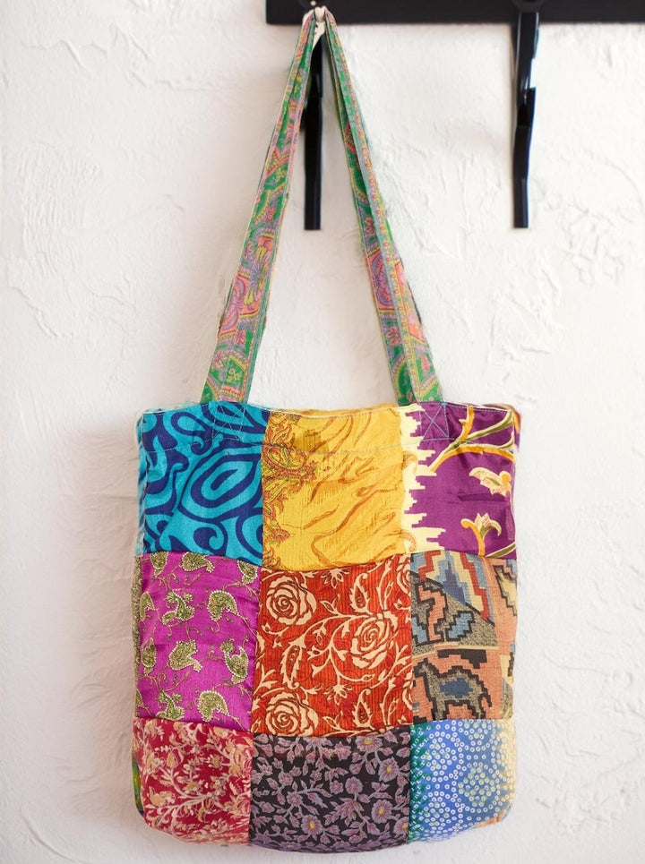 Indian Recycled Sari Tote Bag 35 cm x 7.5 cm. x 37 cm