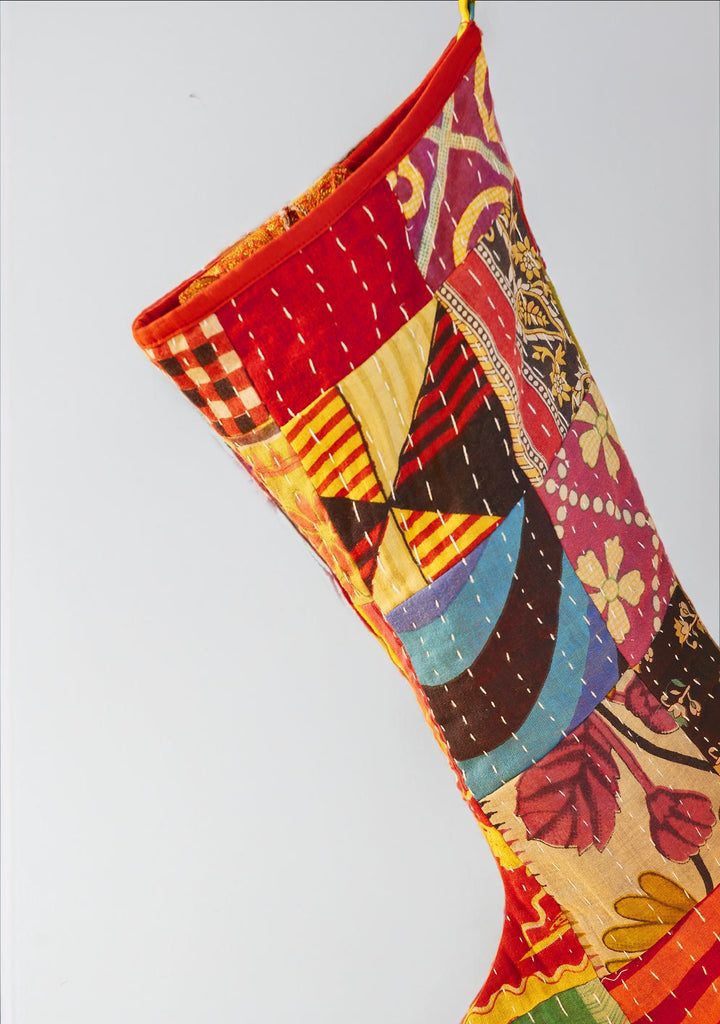 Kantha Patchwork Christmas Stocking Xmas Decoration