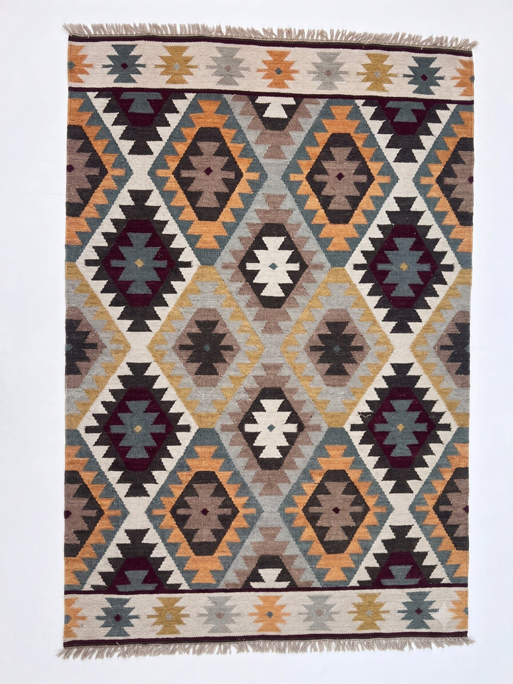 Kilim Geometric Rug In a White Background