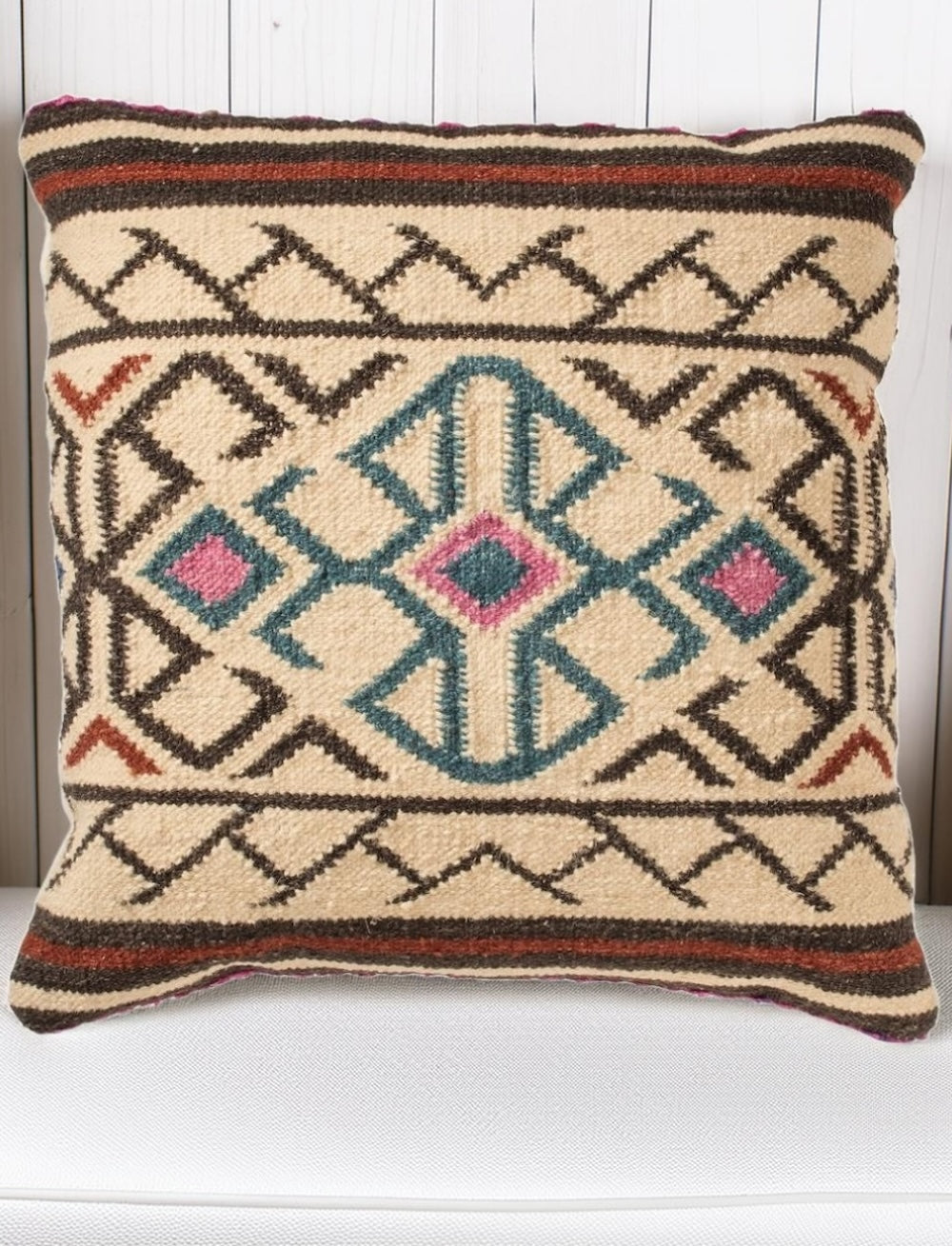 Natural Geometric Kilim Cushion Cover 50 cm x 50 cm