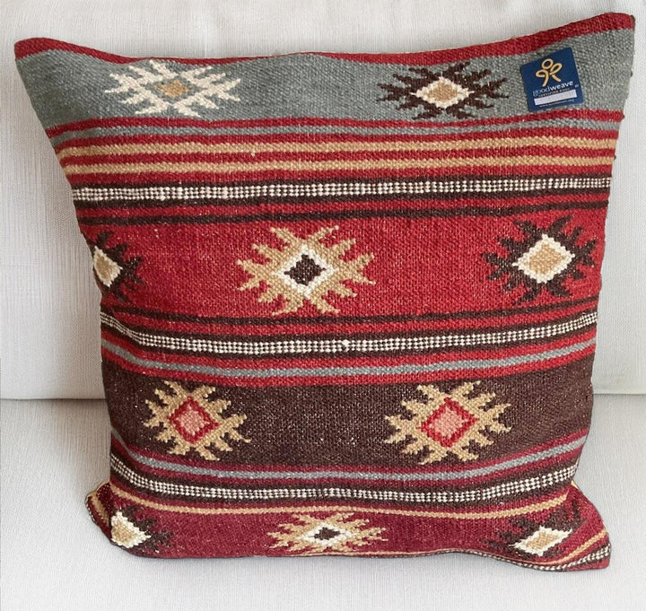 Zanskar Kilim Cushion Cover Handmade in Geometric Stripe Design 2 Sizes