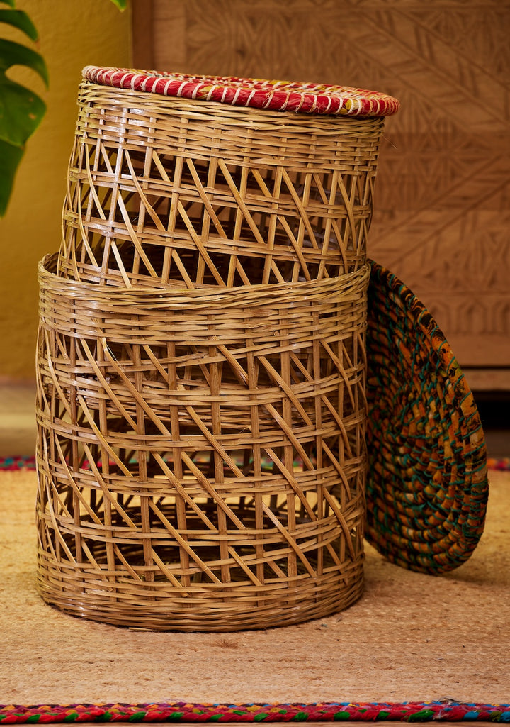 Set Of Two Bamboo Baskets