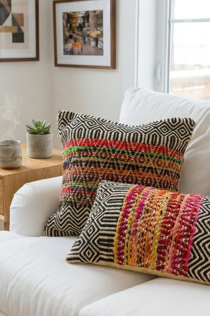Black and White Cushion Cover on a sofa