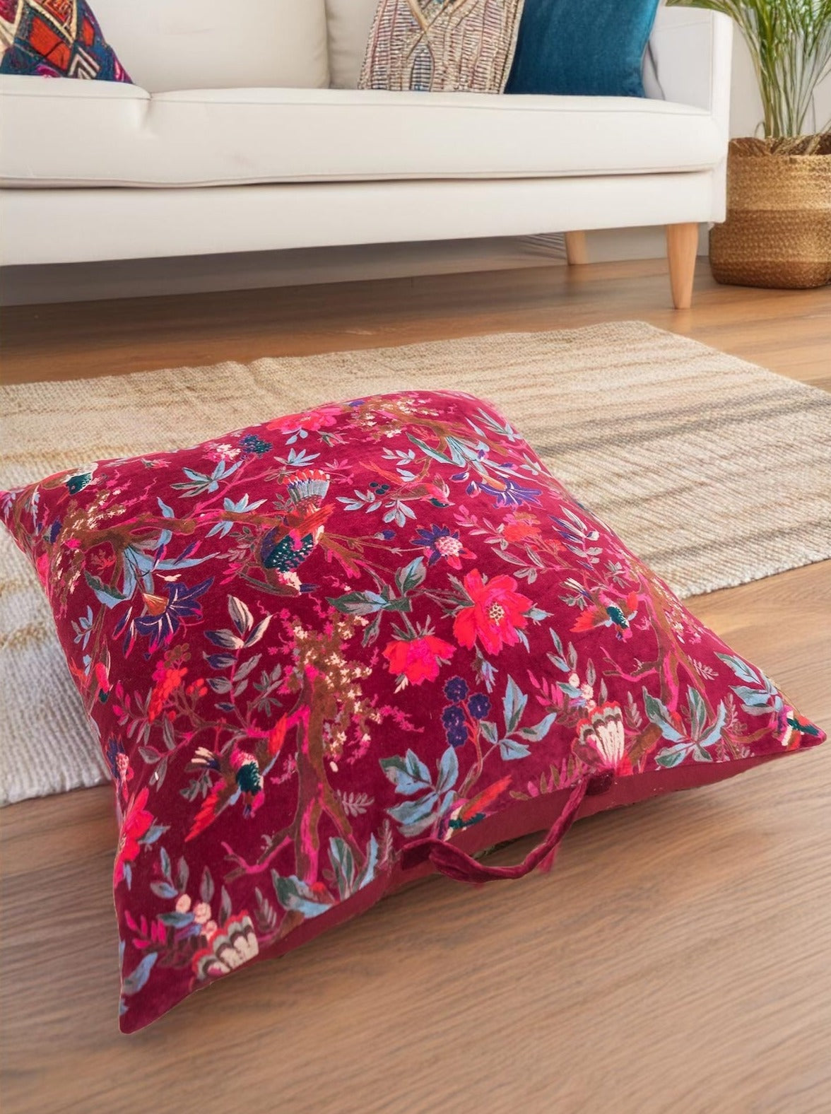 Floor Cushion Large Floor Cushion Bird Of Paradise Red Cushion Second Nature Online