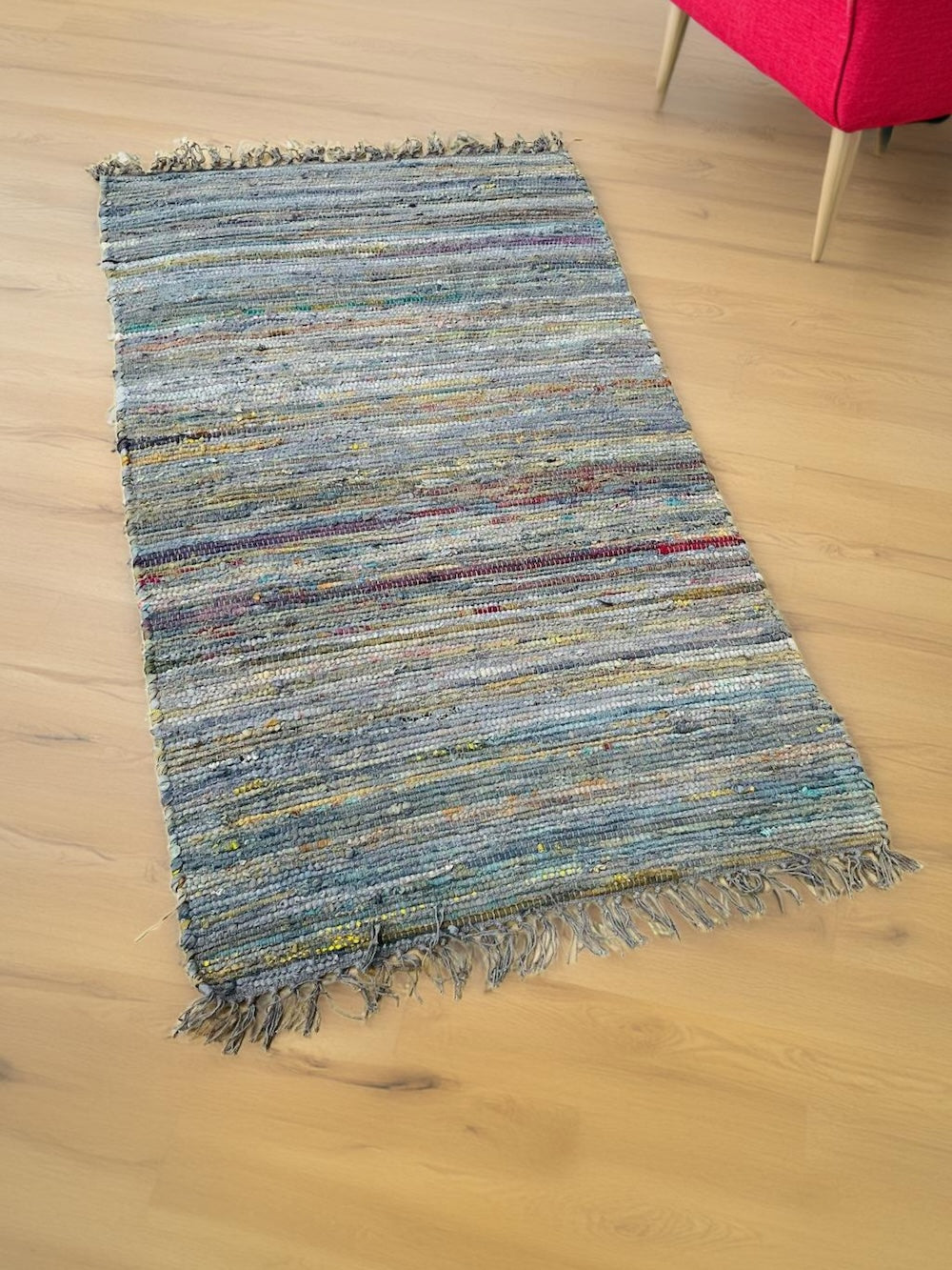 Recycled Overdyed Cotton Mauve Multi Colours Rag Rug