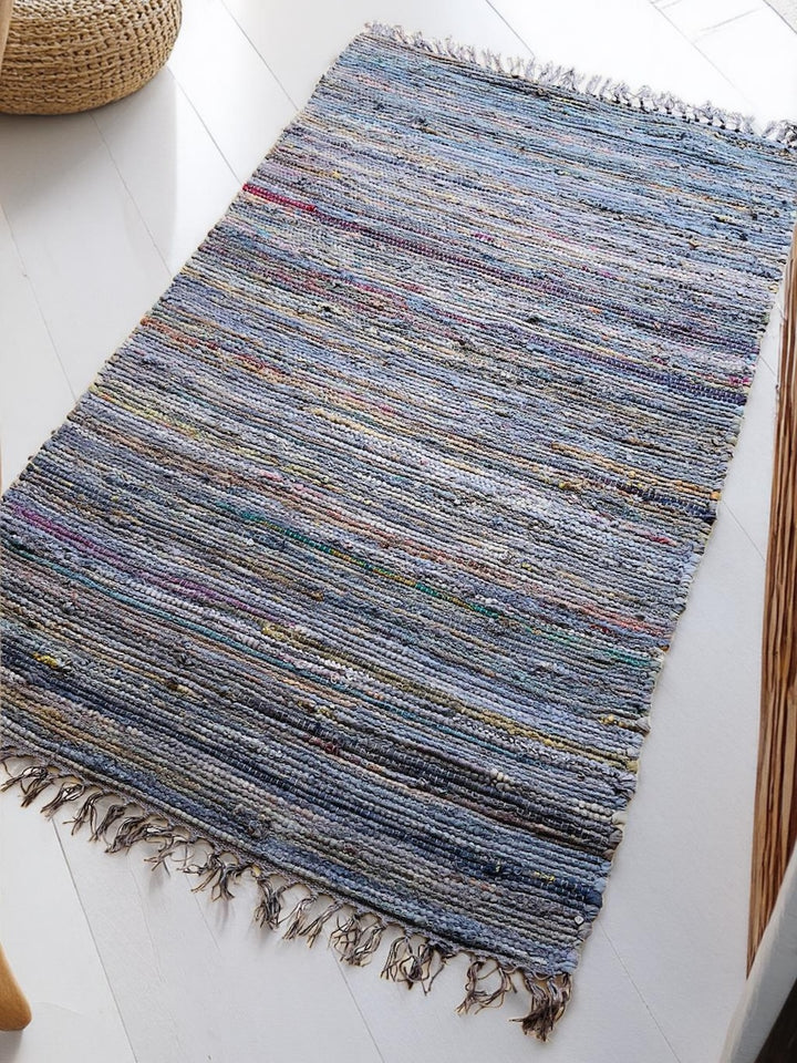 Recycled Overdyed Cotton Mauve Multi Colours Rag Rug