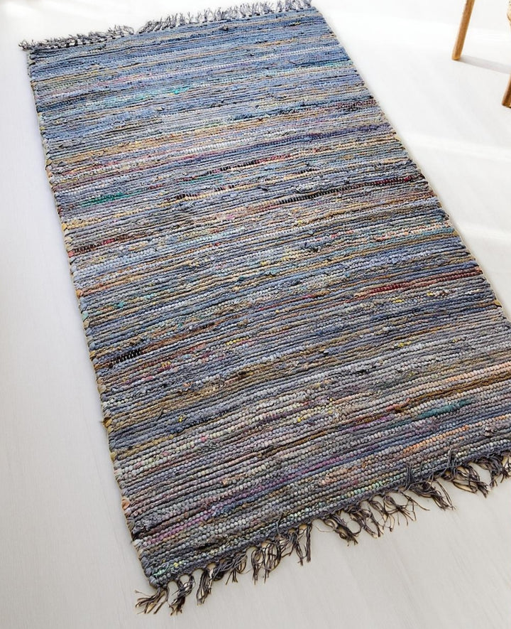 Recycled Overdyed Cotton Mauve Multi Colours Rag Rug