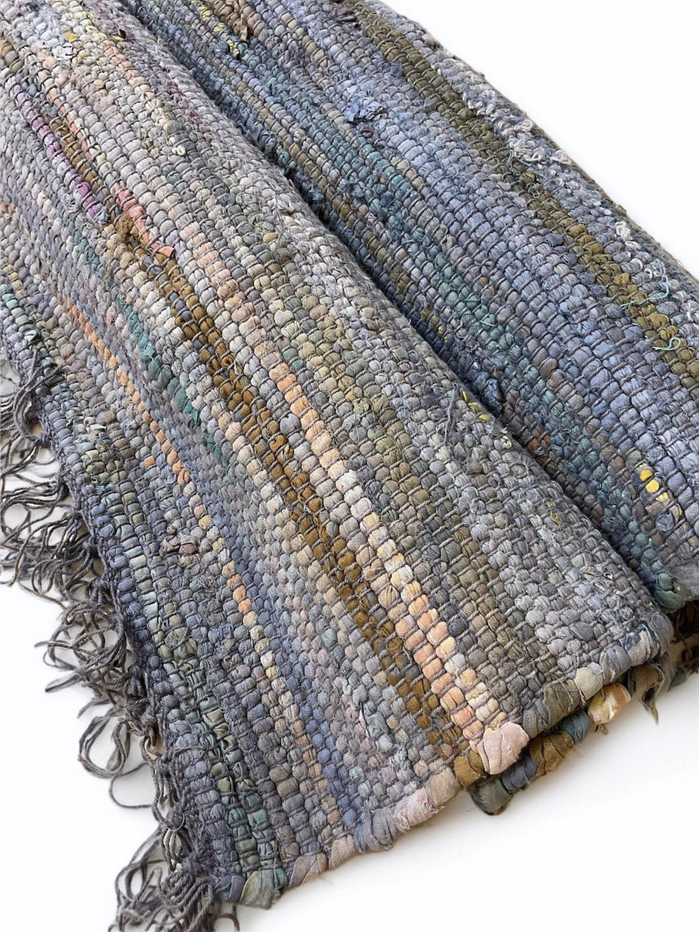 Recycled Overdyed Cotton Mauve Multi Colours Rag Rug