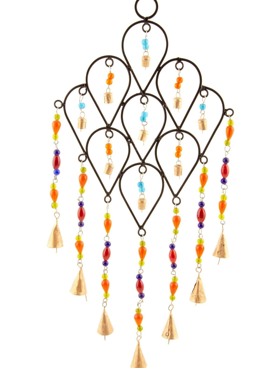 Black Wind Chime with Colourful Beads for Beautiful Outdoor Melody