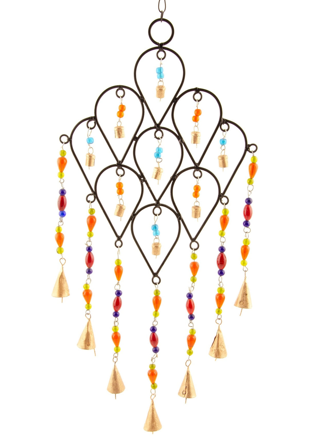 Black Wind Chime with Colourful Beads for Beautiful Outdoor Melody