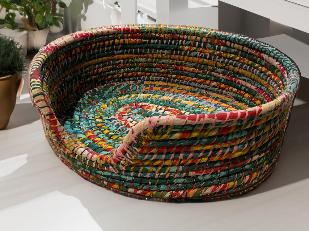 Multi Colour Braided Dog Basket Second Nature Online