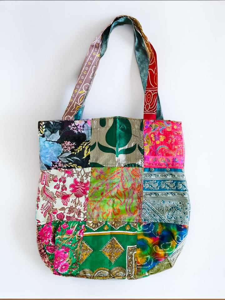 Indian Recycled Sari Tote Bag 35 cm x 7.5 cm. x 37 cm