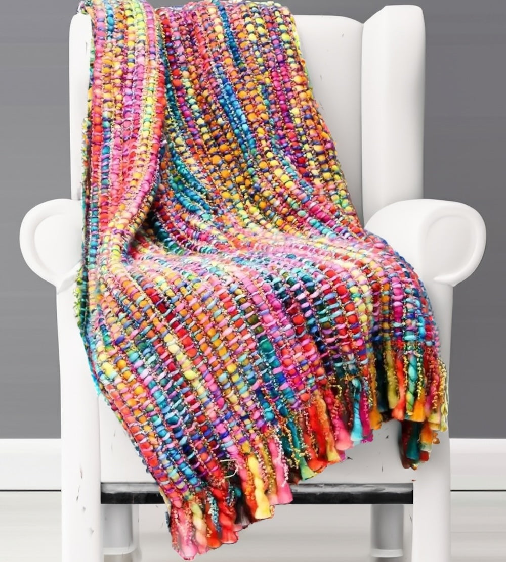 Multi Colour Rainbow Soft Throw