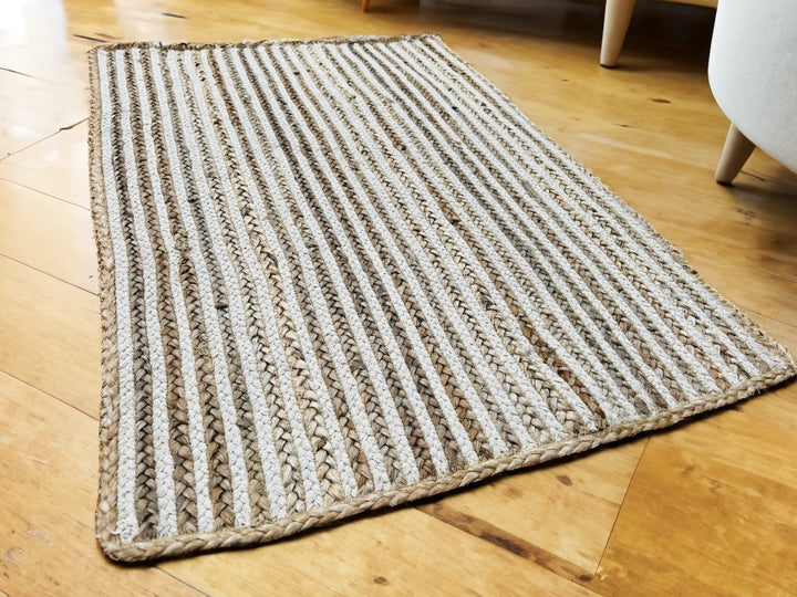 Natural Cotton Jute Striped Rug Second Nature Online