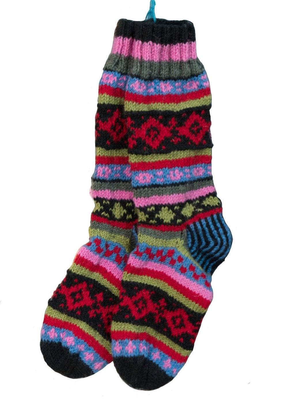 Black Pink and Red New Zealand Wool Socks