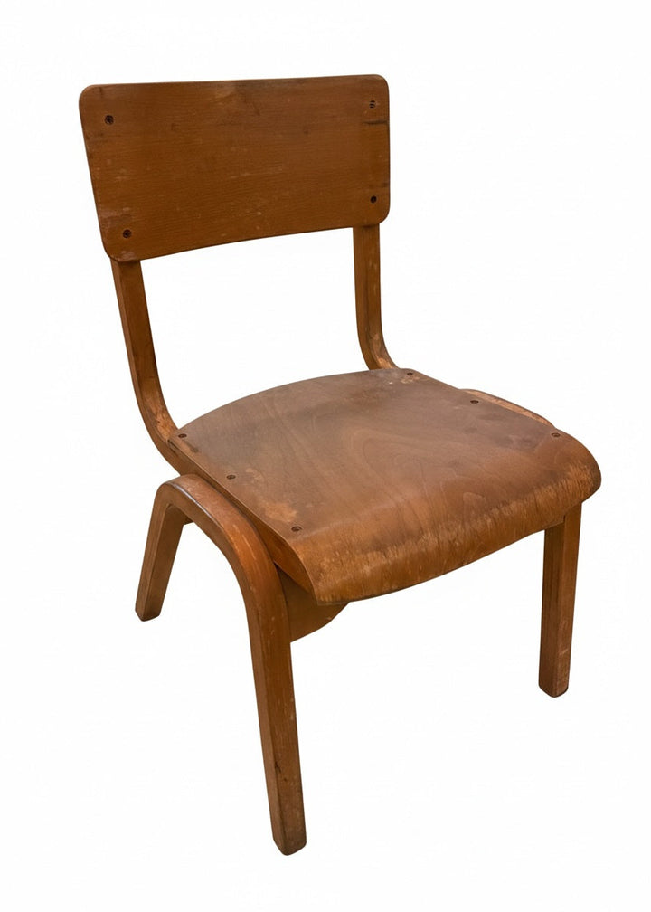 Old Mid Century School Chair in a White Background