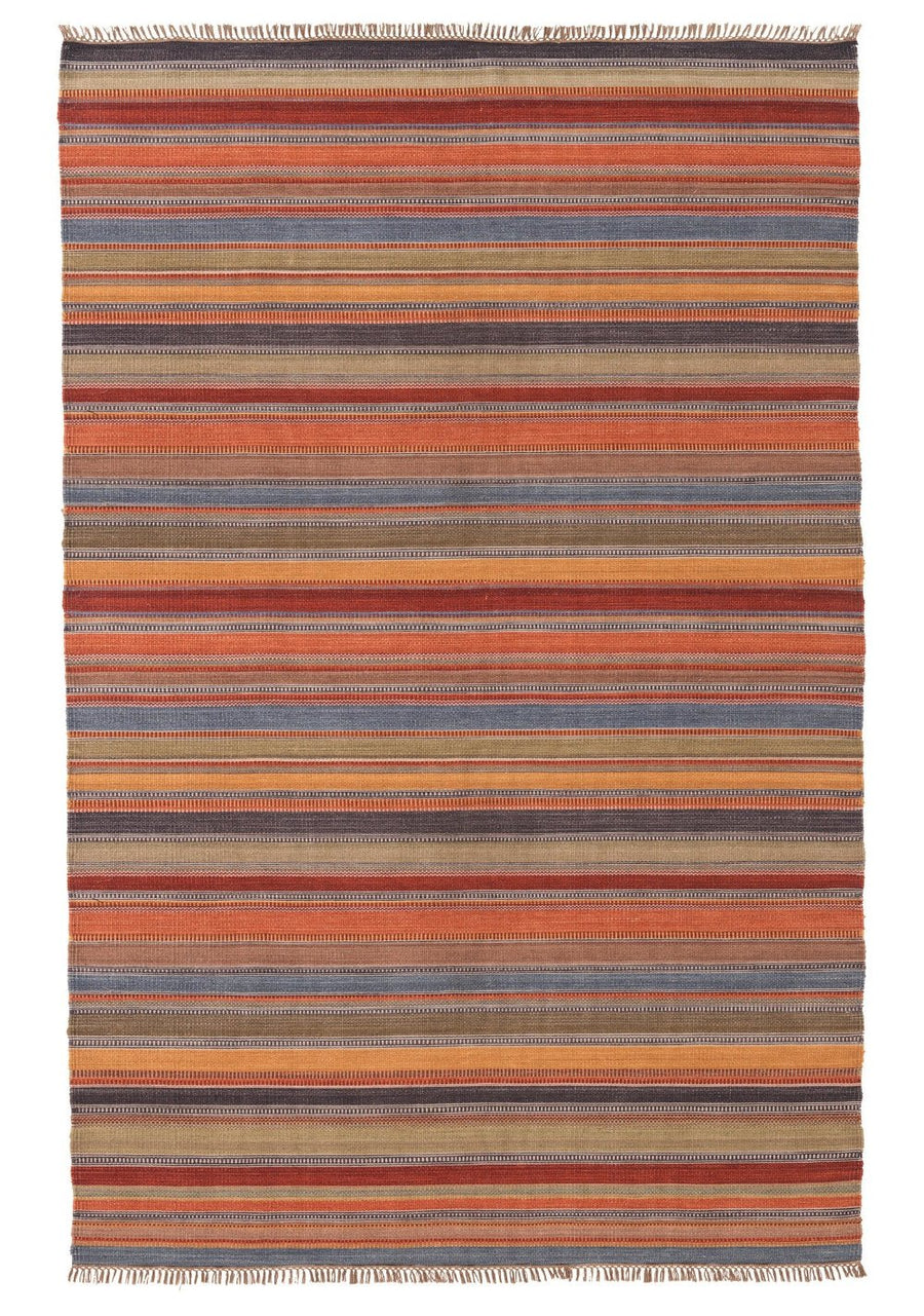 Ooty Kilim Rug Handmade Orange Green Red Area Wool and Cotton Rug ...