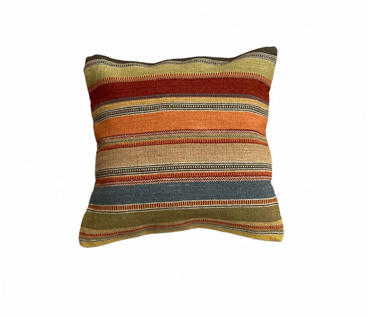 Ooty Cushion Cover Kilim Design in Multi Colour Stripes 2 Sizes Available