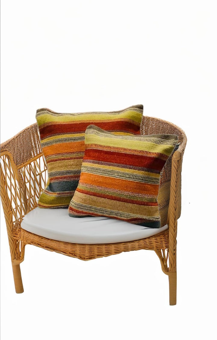 Ooty Cushion Cover Kilim Design in Multi Colour Stripes 2 Sizes Available