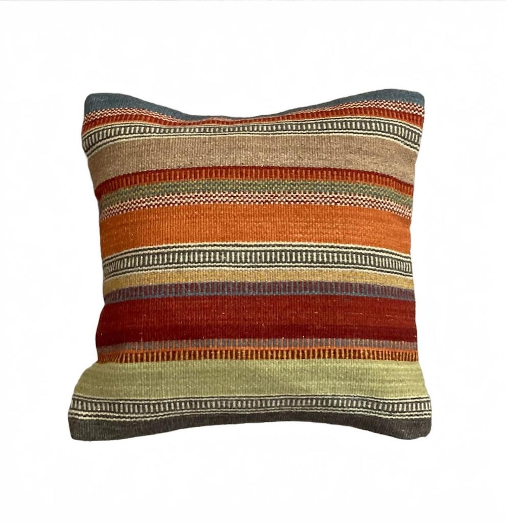 Ooty Cushion Cover Kilim Design in Multi Colour Stripes 2 Sizes Available