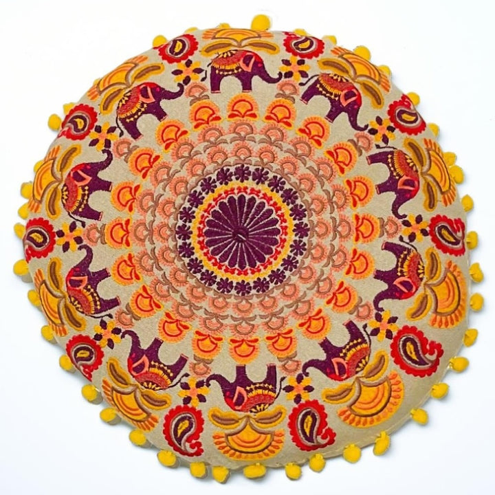 Orange Yoga Cushion Elephant Design