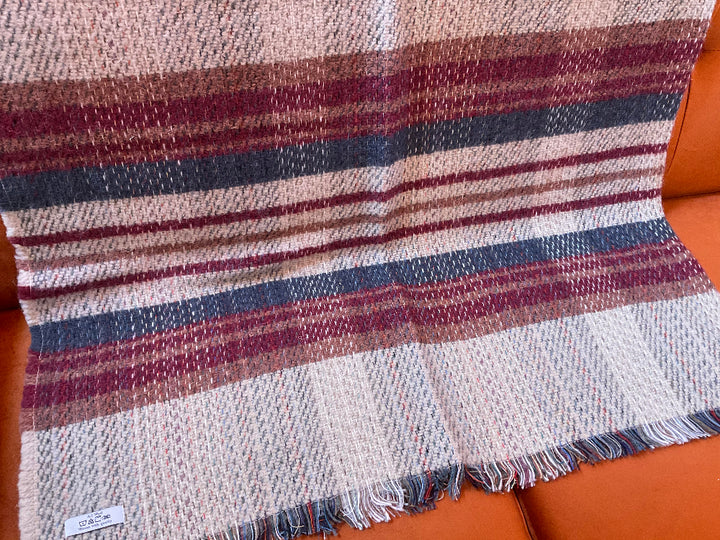 Pattern_of_Red_Blue_Wool_Throw on a sofa