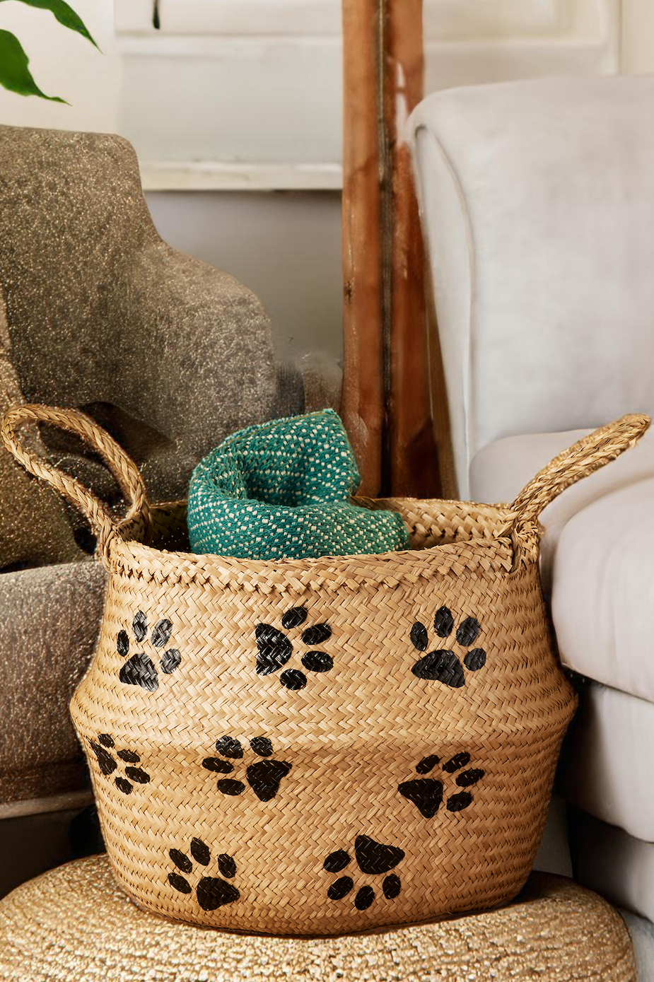 Paw Print Seagrass Storage Basket