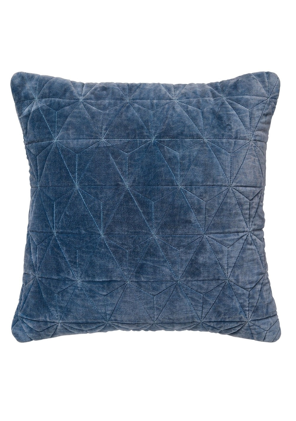 Blue Velvet Cushion Cover Stonewash Effect Luxurious Cotton Square 45 x 45 cm