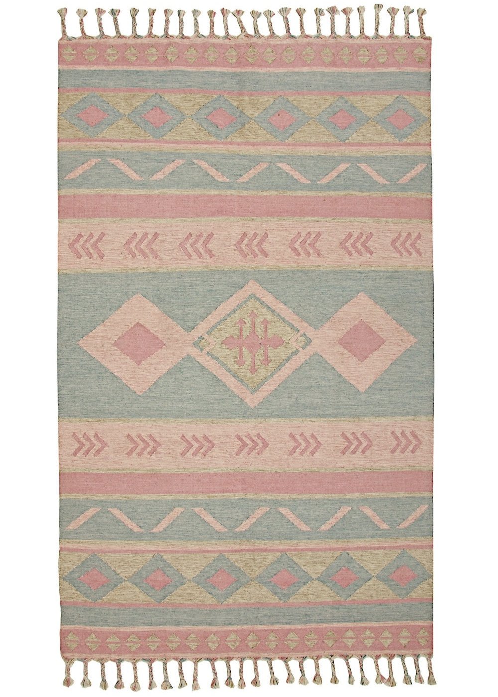 Pink Blue Recycled PET Indian Kilim Rug 180 x 270 cm