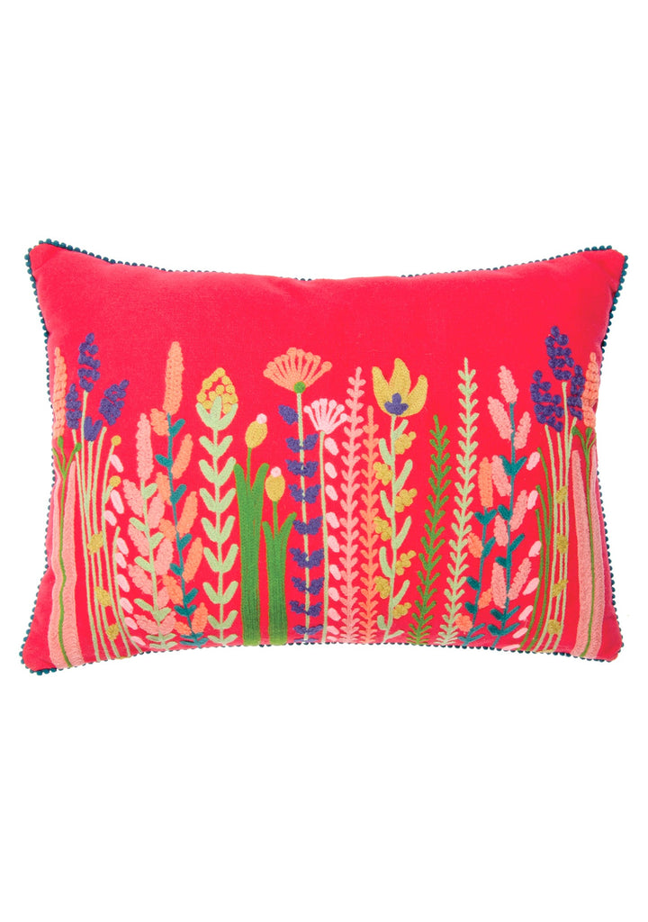 Embroidered Cushion Cover Indian with Abstract Floral Design Four Colours Available