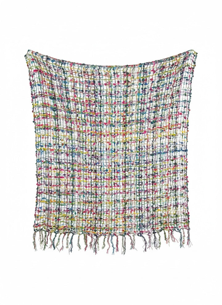 Confetti Scarf Viscose Open Weave Pink and Green Multi Colours For All Seasons