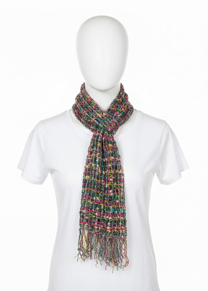 Pink Green Scarf On A white Mannequin