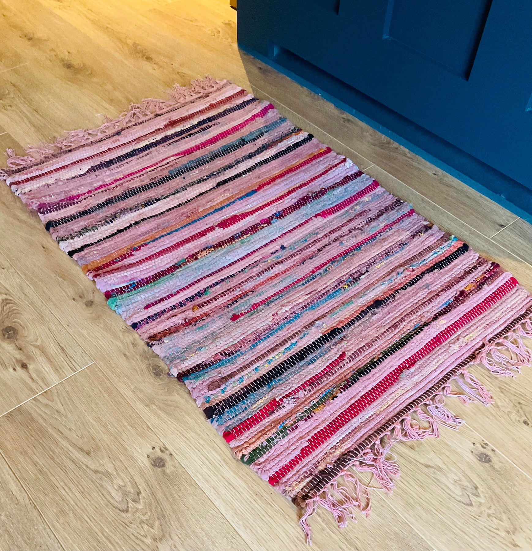 Small Rag Mat Pink Rag | Rag Rug | Second Nature Online | Cotton Rug | Rug | Mat