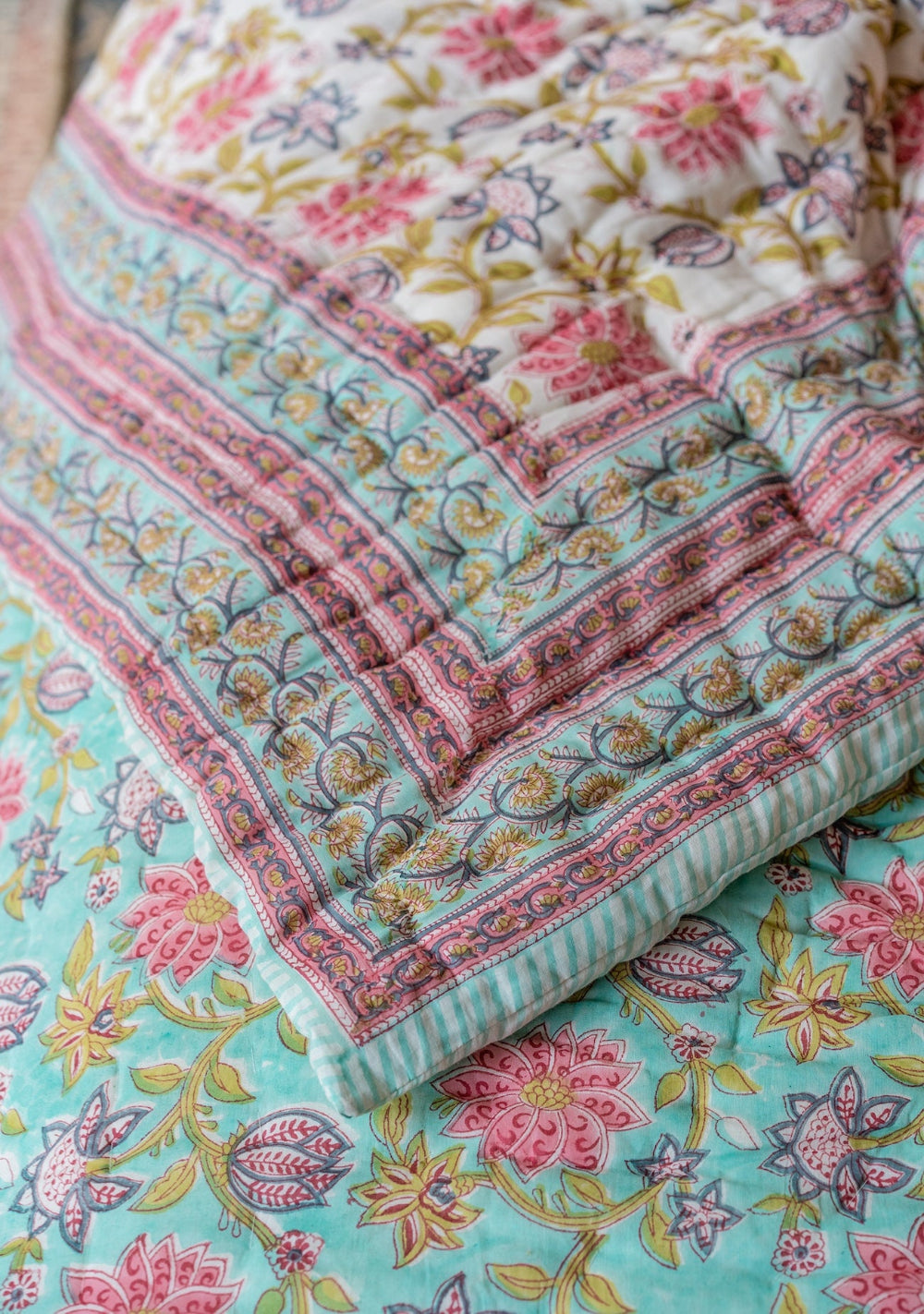 Pink Floral Close Up Of Quilt Second Nature Online