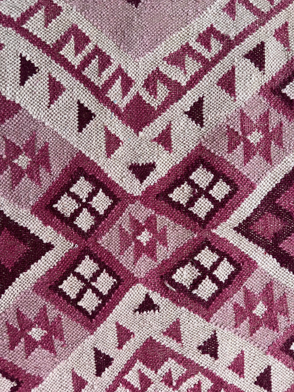 Pink Kilim Diamond Design Pattern Close Up