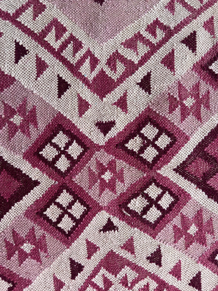 Pink Kilim Diamond Design Pattern Close Up